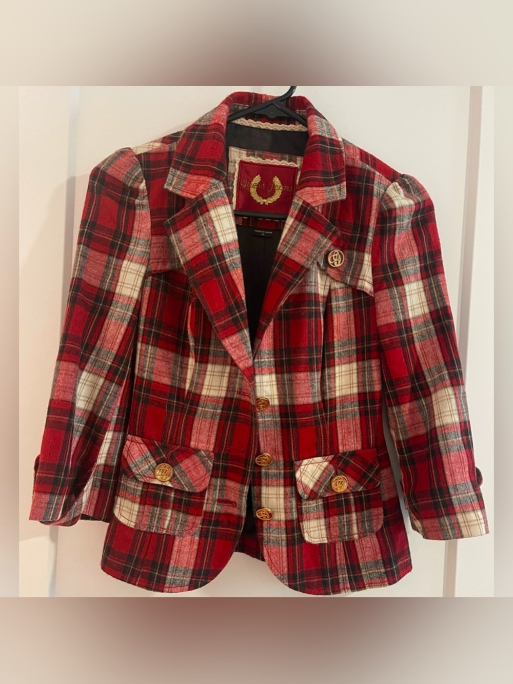 Guess Y2K Red Plaid women Blazer
